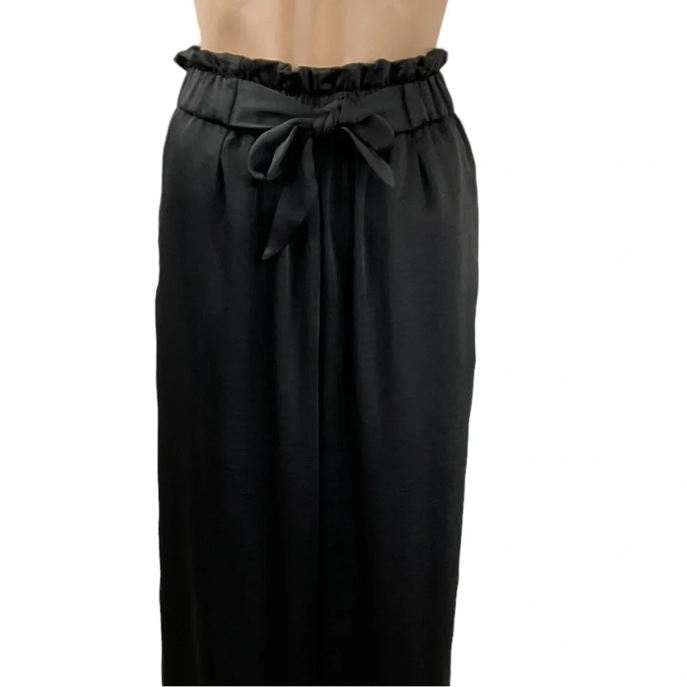 SAVVI Penny Satin Pants black wide leg size small - Picture 2 of 10